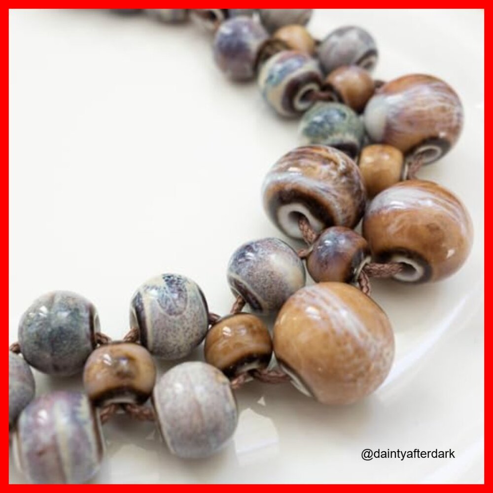 Adjustable Ceramic Bead Bohemian Statement Neckla… - image 4